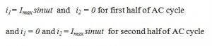 Peak Current equation full wave rectifier