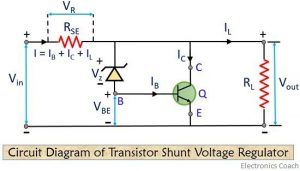 circuit diagram of transistor shunt voltage regulator