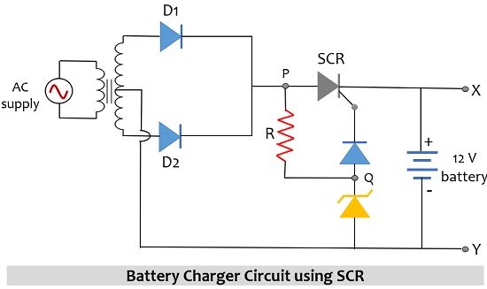 battery charger circuit using SCR